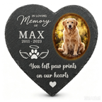 Personalized Heart Shaped Pet Grave Marker | Custom Photo & Text Dog Memorial Slate